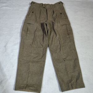 VINTAGE German Military Heavy Wool Cargo Pants Size 34x30 Mens Olive Green